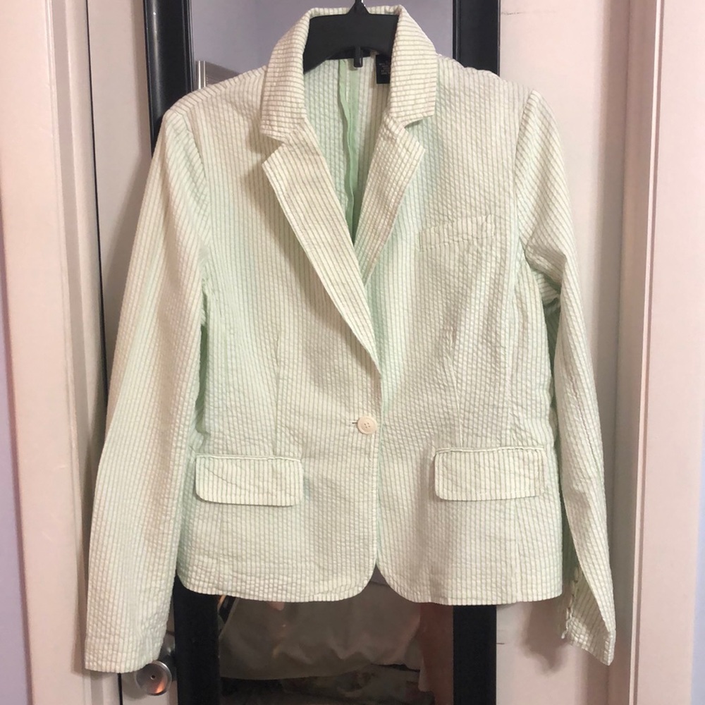 Green Seersucker jacket by relativity size large